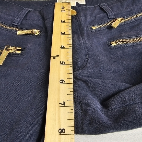 Michael Kors Size 2 Navy Blue Skinny Pants Gold Zippers - Picture 7 of 9